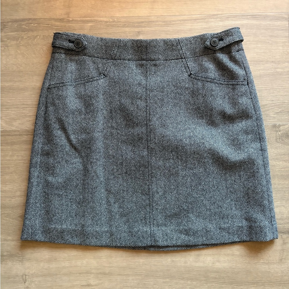 Madewell Assembly Wool Blend Herringbone Skirt